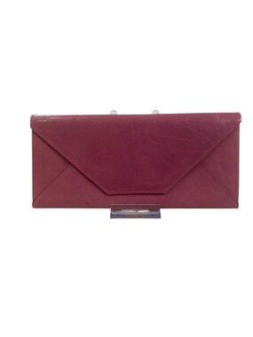 Abas Pink Leather Clutch Envelope Wallet Travel Barbie Pink